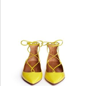 Aquazzura Christy Lace-Up Patent Leather Flats